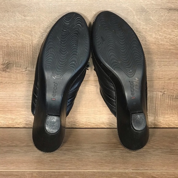 Ecco Leather Clog Mule Women’s 9 Black Slide On Closed Toe EU 40 - Picture 9 of 16